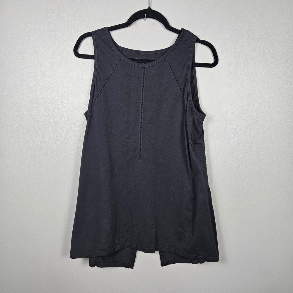 Athleta Women's XL Foothill Seamless Tank Perforated Open Split Back Yoga Black